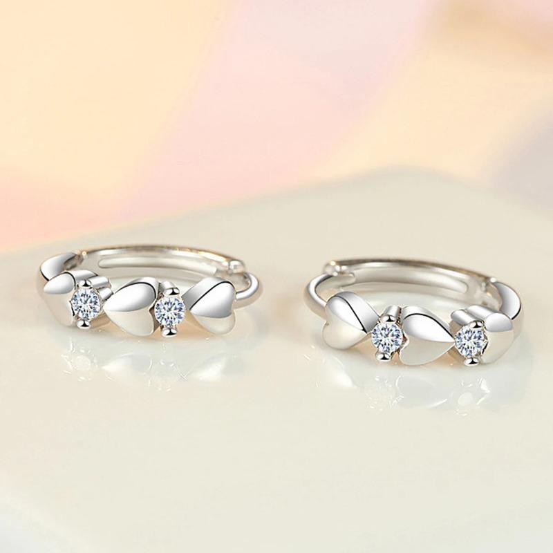 925 Silver Small Hoop Earrings For Women Luxury Elegant Love Heart Cubic Zirconia Earring Classic Party Wedding Jewelry