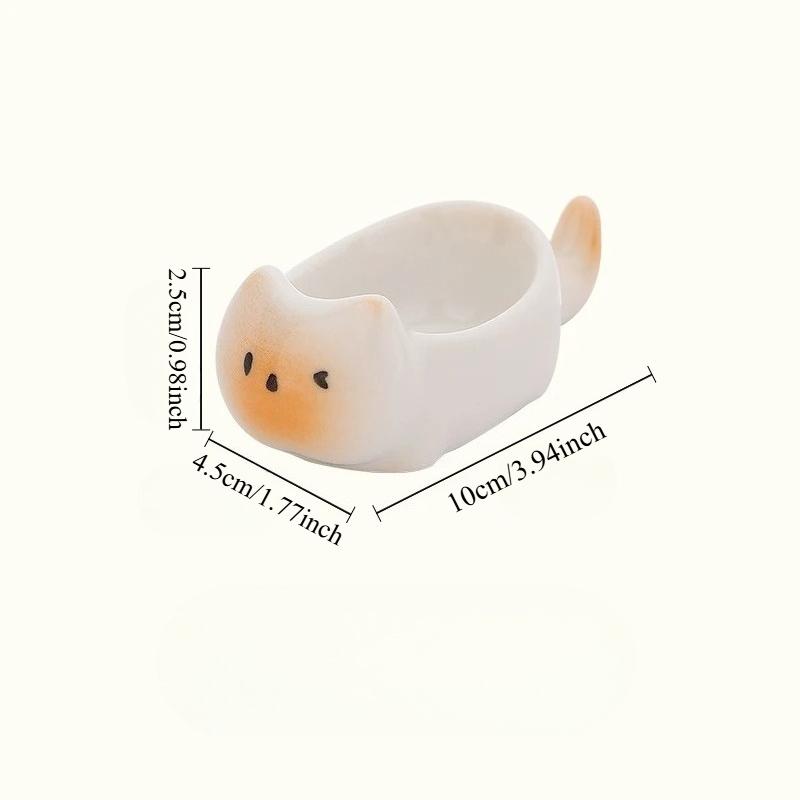 Ceramic Cat Dishes Dipping Plate Kitty Shaped Mini Sauce Dish Side Small Bowl Home Diningware Kitchen Table Decorative Cat Bowl