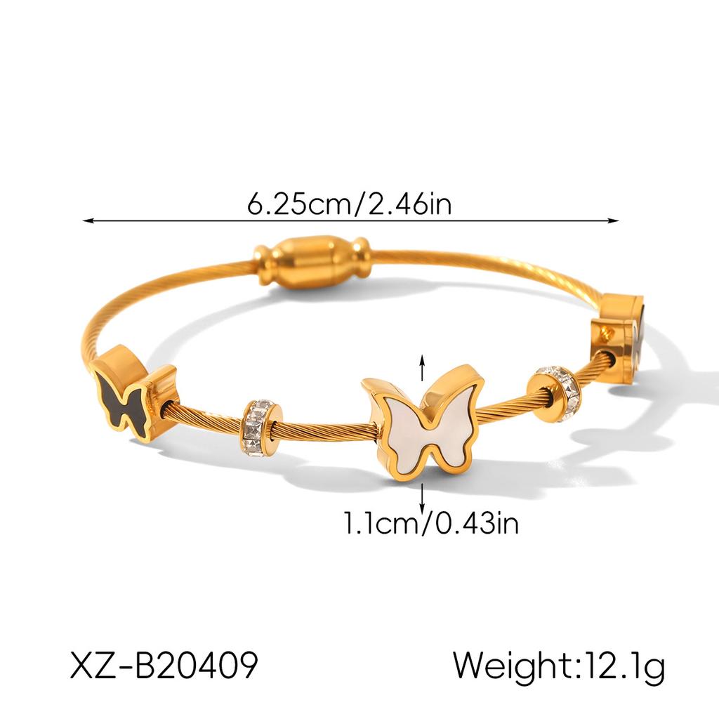 Evil Eye Bracelet for Women, Stainless Steel Gold-Plated Rhinestone Enamel Women's Charm Bracelet, Waterproof Jewelry