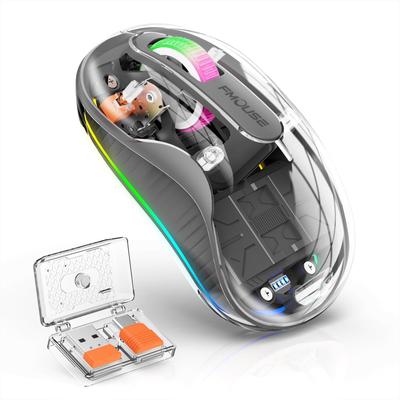 Bluetooth Mouse Bluetooth Wireless Mouse 3 Modes Quiet Mouse Wireless Rechargeable Optical 3 Buttons 4DPI Mode 7 Color Lights Energy Saving High