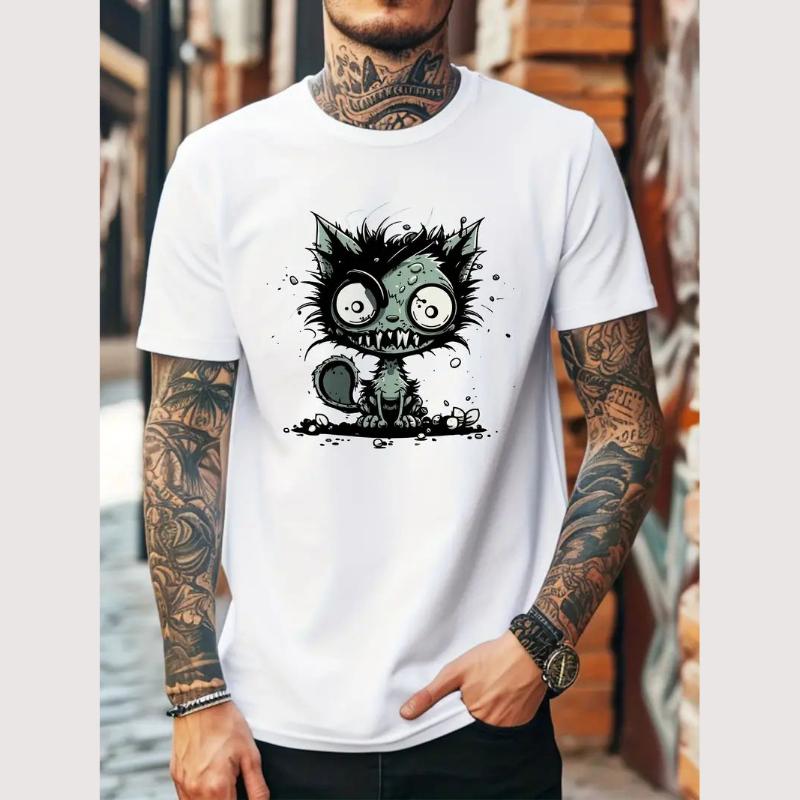 Letní tričko se zvířaty pro muže 3D potisk kočičího vzoru Tričko pro volný čas Krátký rukáv Tričko Móda Pánské oversized oblečení Streerwear