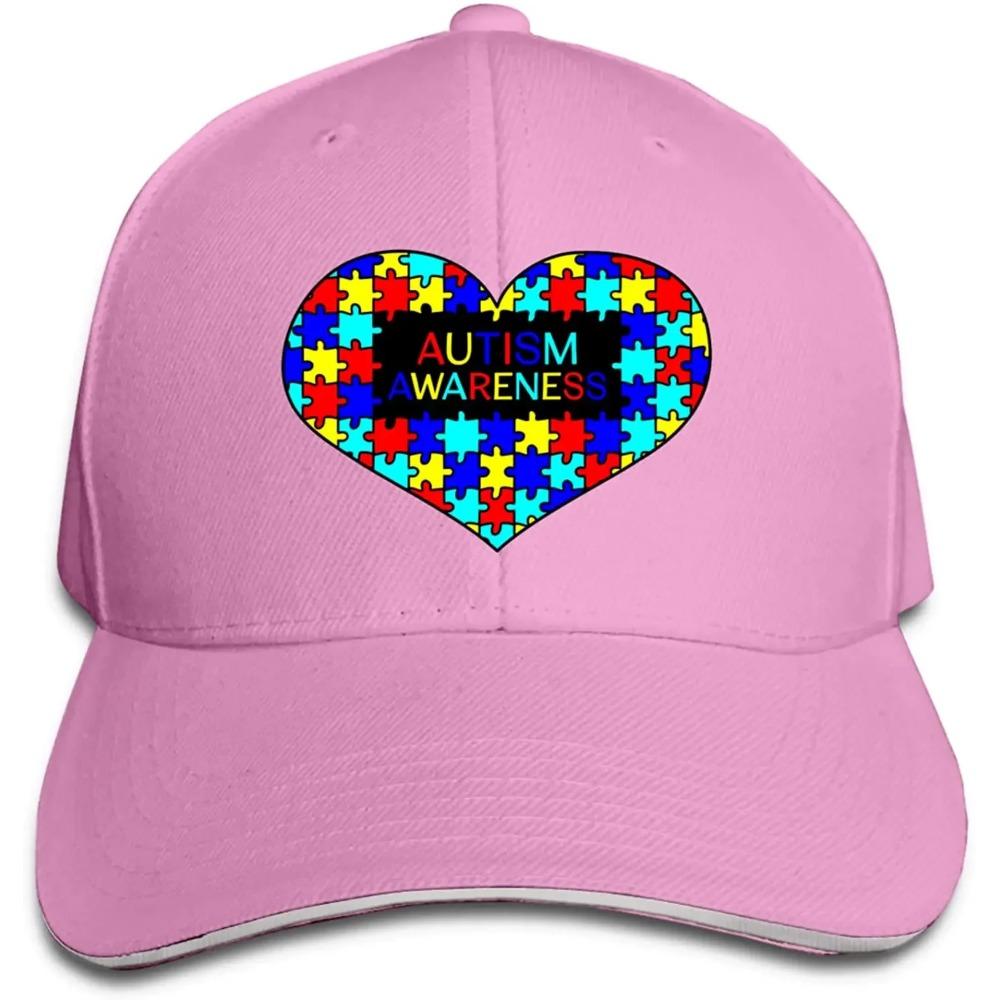 Unisex Love Heart Autism Awareness Baseball Cap Adjustable Hat Sandwich Cap Hip Hop Hats