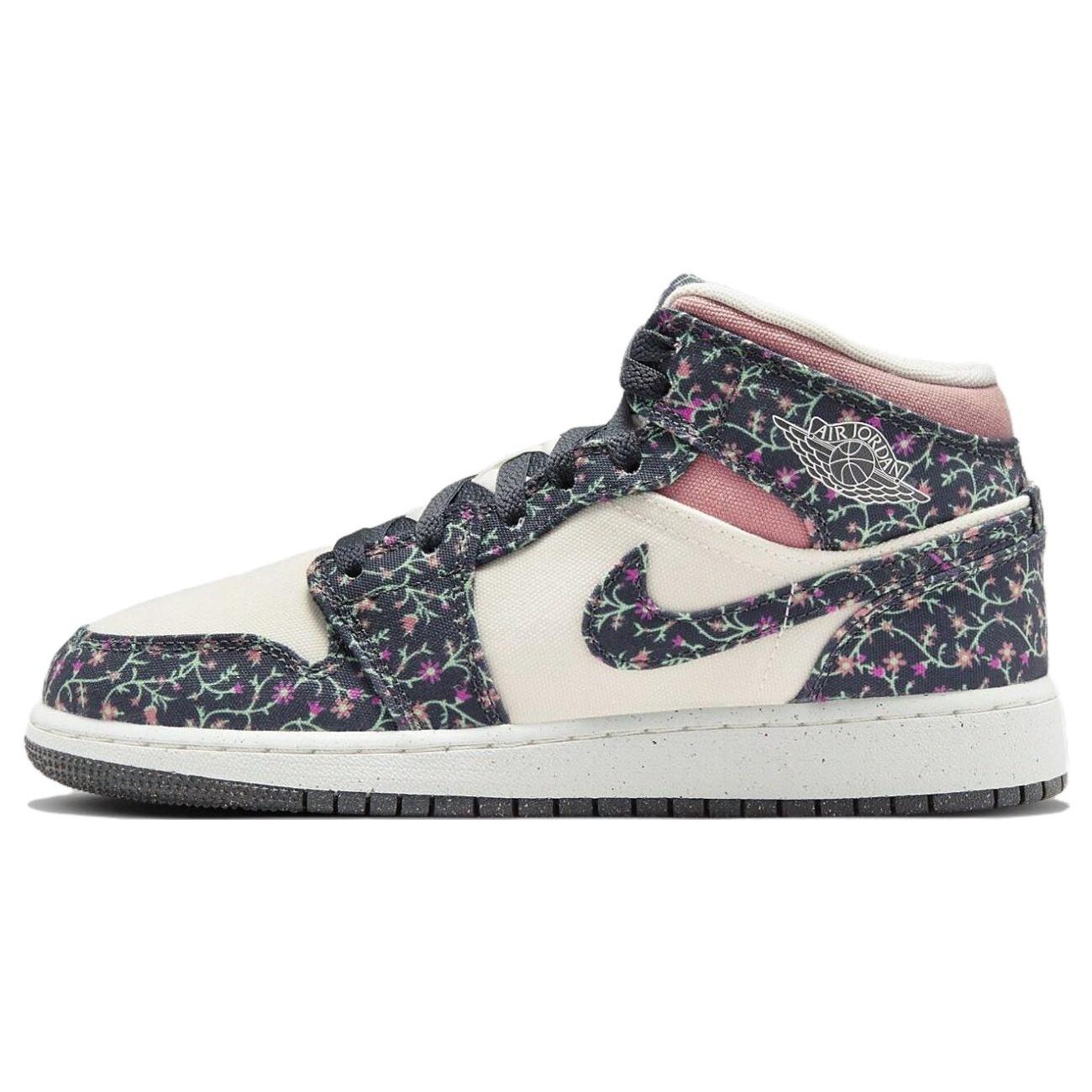 (GS) Air Jordan 1 Mid  Floral Canvas  Kids  FJ3451-001 EU 37.5