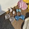 Silver Needle Rhinestone Resin Heart Earrings - Elegant & Versatile Light Luxury for Women