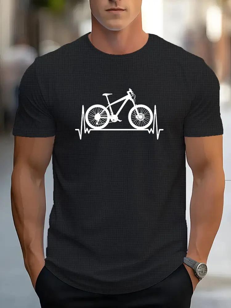 Stylish Bicycle Pattern Print Mens Comfy Chic T-shirt Gra... M