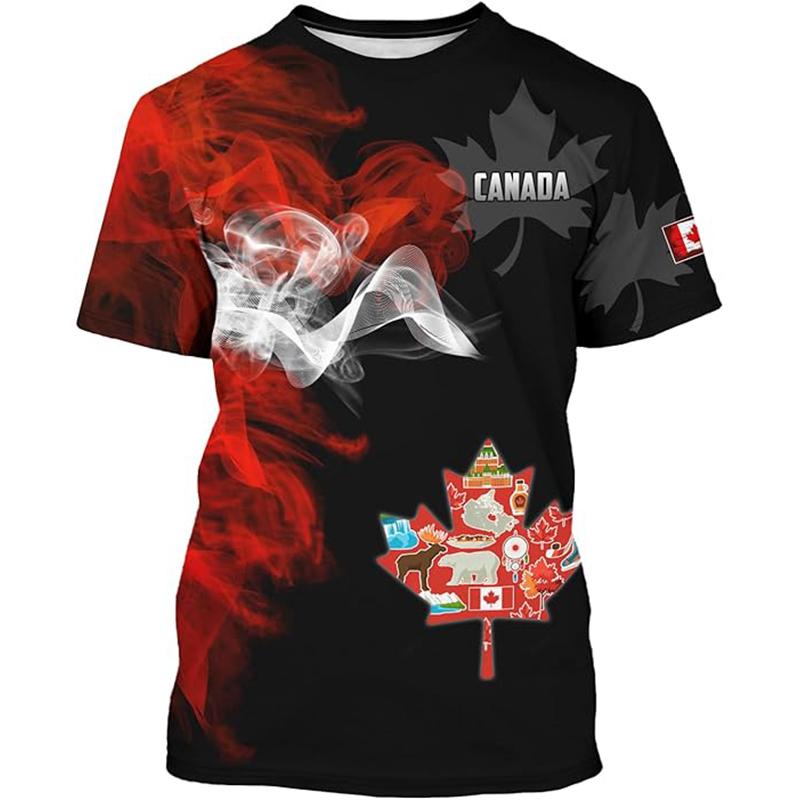 

Модные футболки для мужчин 3D с принтом флага Канады, мужская одежда для спорта с коротким рукавом, оверсайз, повседневные футболки, топы 6XL