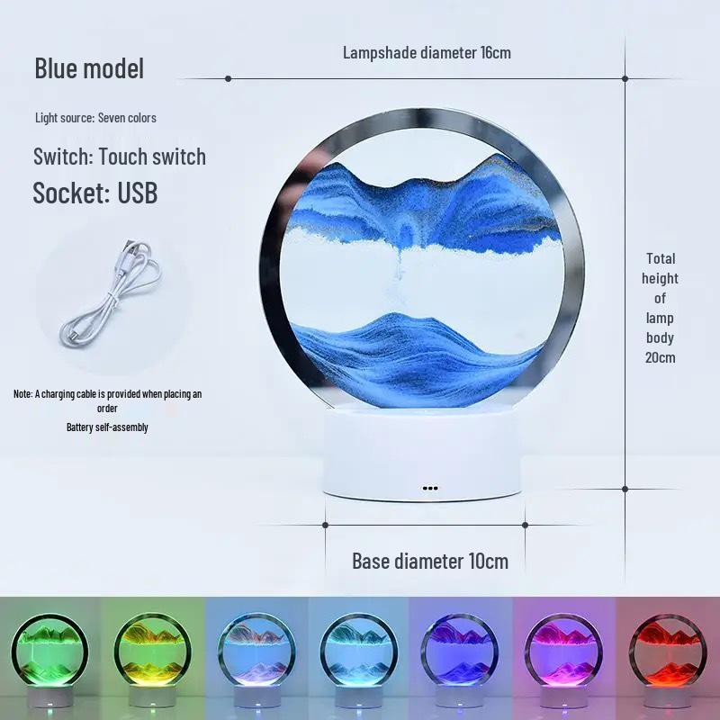 3D Quicksand Night Light - Touch-Control Atmosphere Lamp with Hourglass Landscape Design, Perfect for Relaxation and Gift Giving