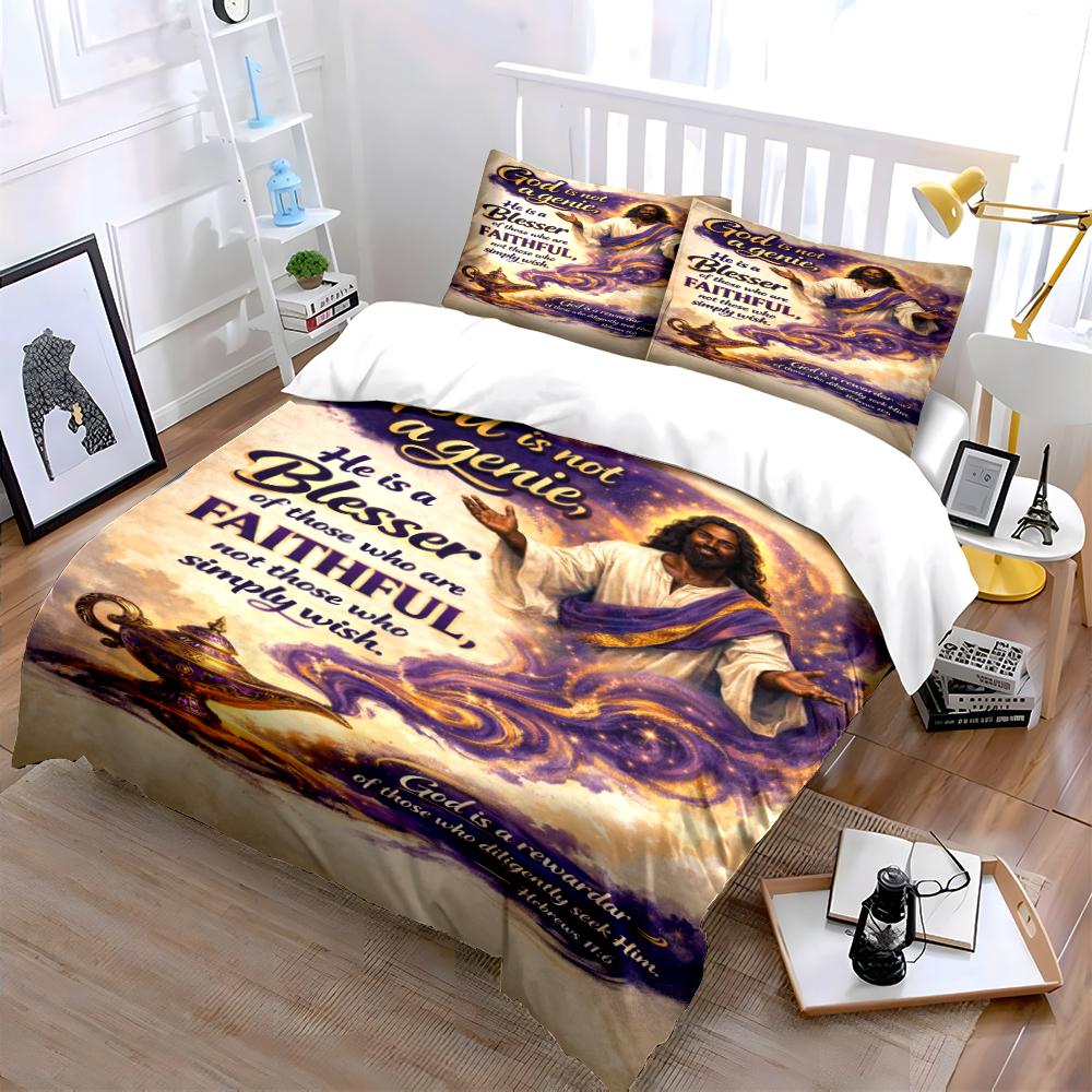 Religious Bedding Set with Inspirational Quote Bedding set (1 duvet cover, 2 pillowcases, duvet not included)