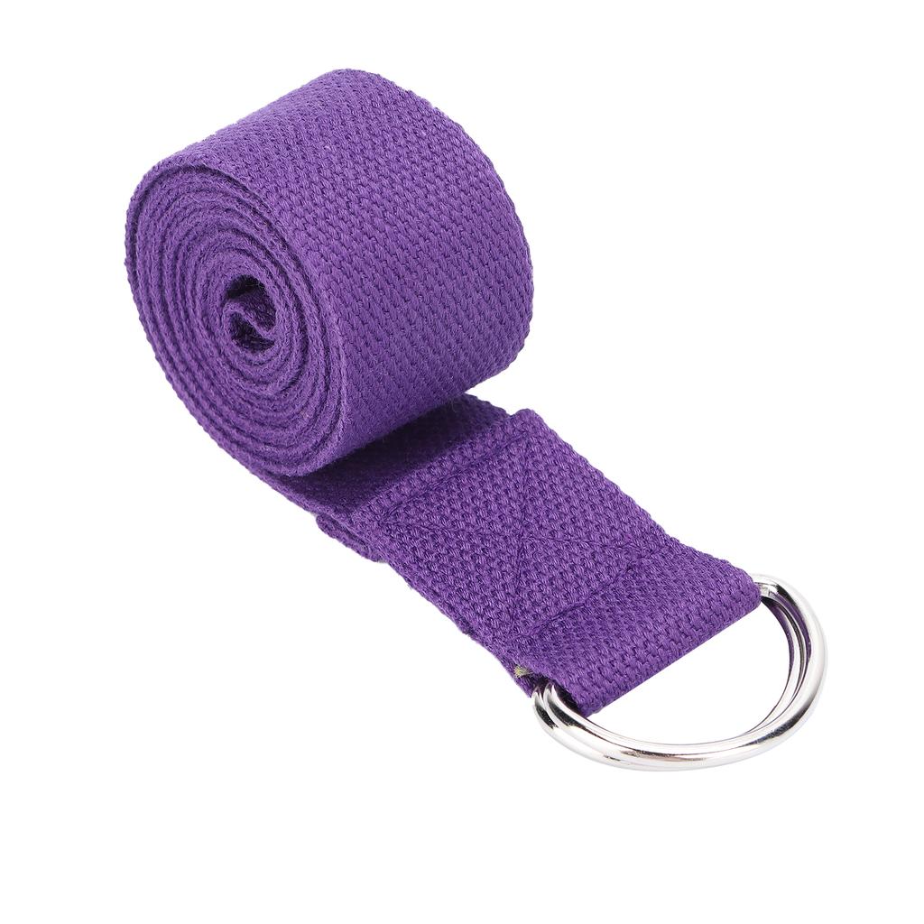 Fitness Stretching Strap NonElastic Stretch   Strap Cotton Fitness Bands with DRing Buckle(Purple )