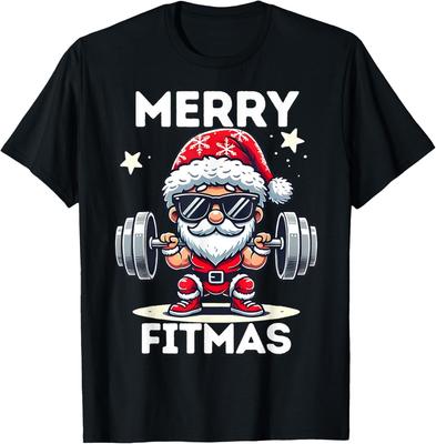 Christmas Santa Xmas Fitness Ugly Christmas Merry Fitmas T-Shirt
