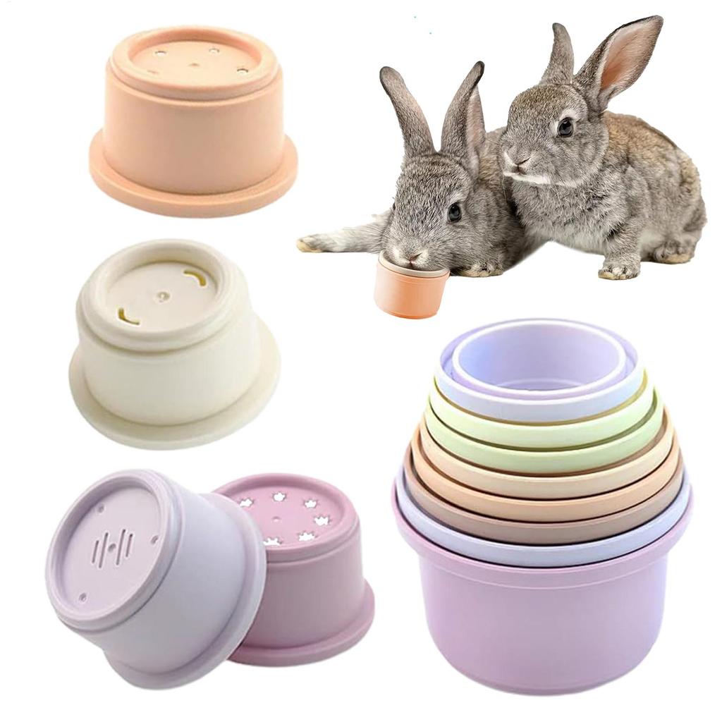 8PCS Stacking Cups for Rabbits Nesting Rabbit Toys of Different Sizes Enrichment Toys for Bunny Animals Hiding Food And Playing