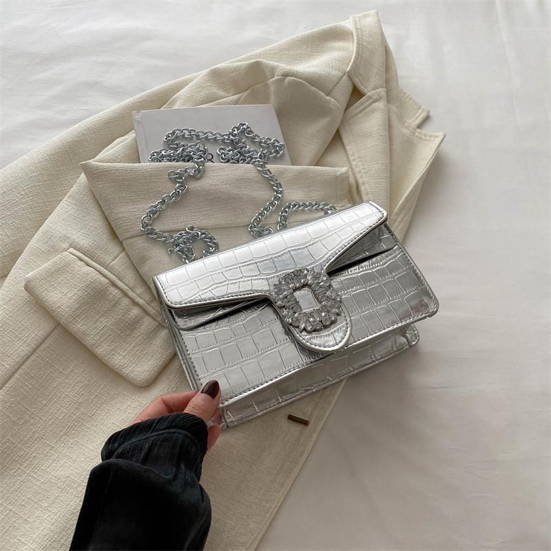 Chic And Trendy Pu Shoulder Bag For Women Stylish Crossbody Small Square Purse серебряный