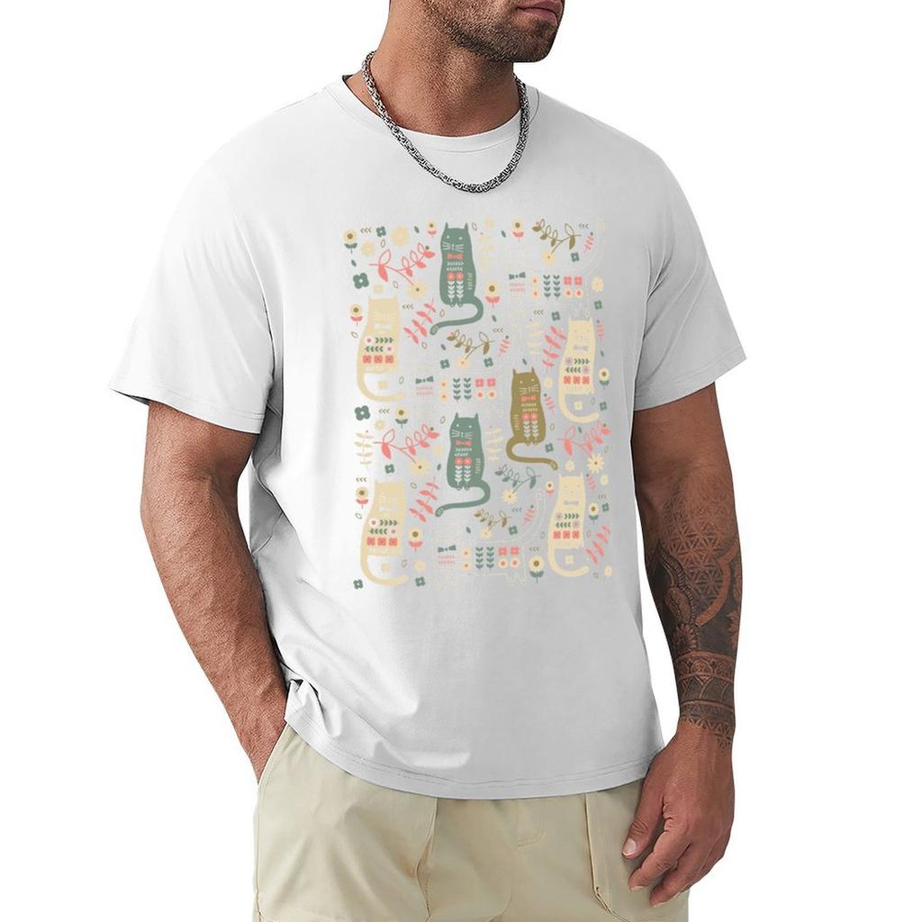 Cat Folk T-Shirt Oversizeds Man Clothes Short Sleeve Tee Cotton Graphic Tees Men T Shirts High Quality