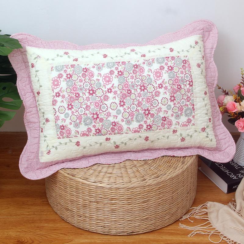 Soft and Comfortable Pillowcase Skin Friendly Breathable Fashionable Rustic Style Quilted Fabric Pillowcase Bedroom Decoration