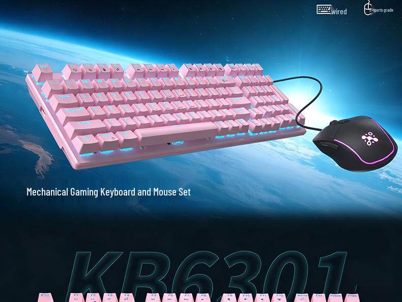 Dynamic Luminous Wired Mechanical Keyboard & Silent Gaming Mouse Set, Three-Mode for Office & Gaming.