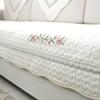 Pastoral Style Thick Sofa Covers Non-slip Soft Off White Sofa Cushion Mat  Buckwheat Flower Embroidery L-type Corner Couch Cover