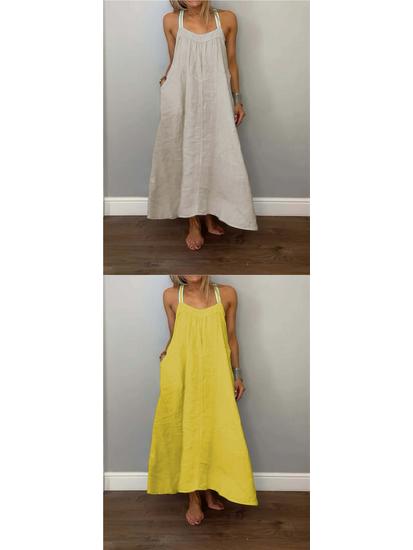2026 Summer Casual Cotton Linen Strap Dress