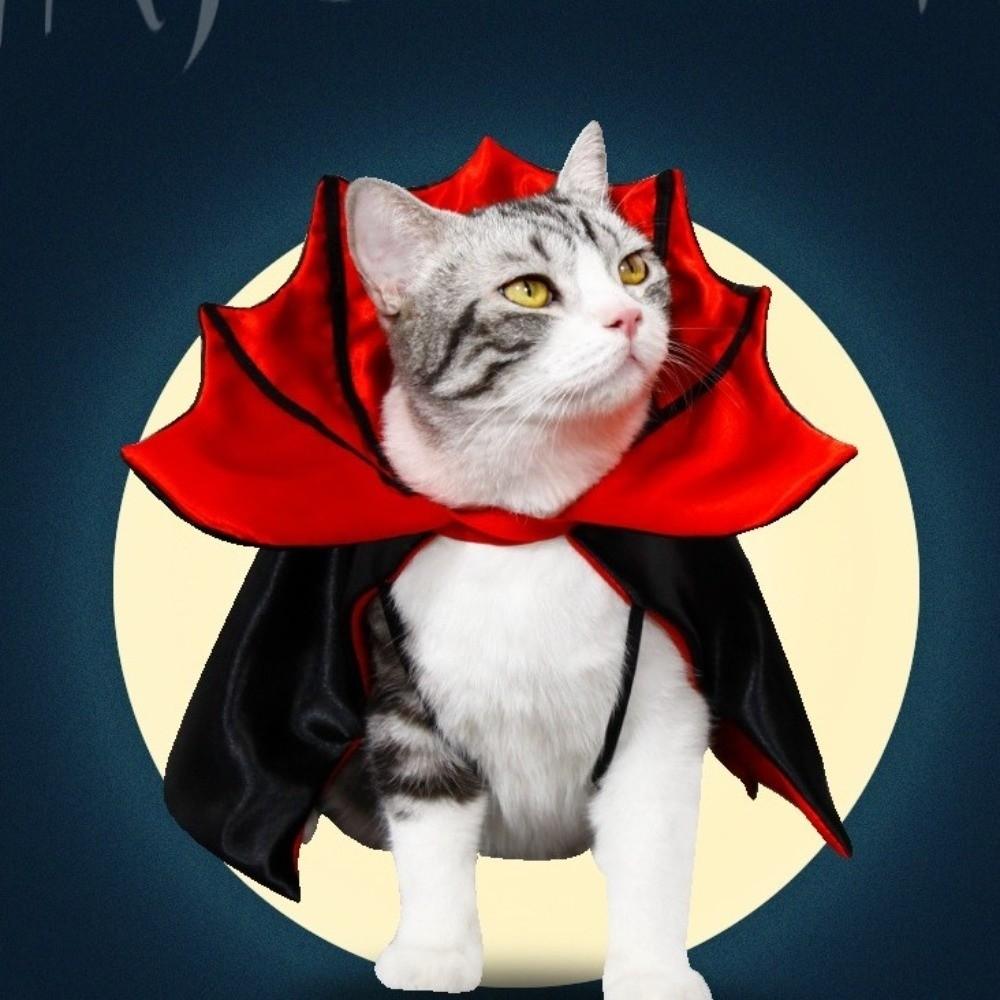 Adjustable Cat Cosplay Cloak Stand-collar Kitten Dress Funny Halloween Pet Costume  Cat