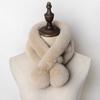 1pc Plush Cross Scarf Faux Rabbit Fur Thickened Plush Ball Thermal Scarf Thick Winter Women Neck Warmer Collar Neckerchief