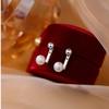Korean 925 Sterling Silver Beads Pearl Back Hanging Earrings for Women  Temperament Gentle Party Wedding Jewelry Accessories