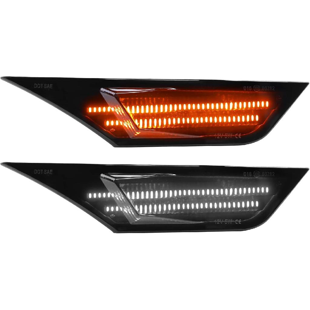 2 pièces Feux de clignotants JDM Lentille fumée ampoule LED complète ambre Blanc Feu de position latéral avant Compatible avec Honda Civic Sedan Coupe 10ème génération 2016-2021