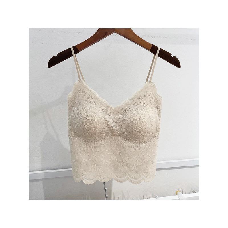 Women French Style Sexy Lace Beautiful Back Padded Wire Free Bra