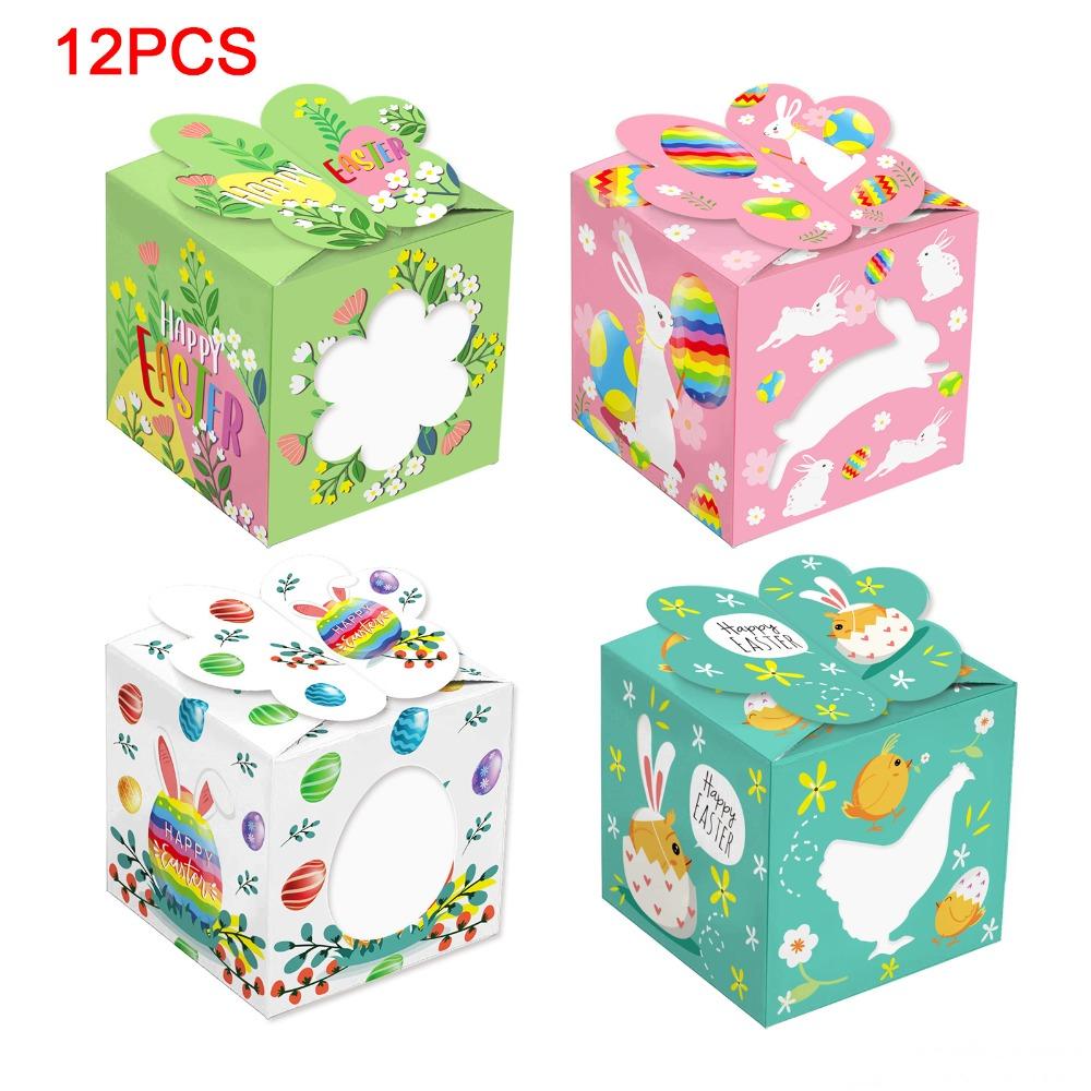 12pcs DIY Cookie Box Paper Gift Wrapping Box Fashion Packaging Basket  Party Supplies