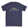 South Africa Flag Heartbeat TShirt Unisex Vintage Pure Cotton Tees Crewneck Short Sleeve T Shirts Summer Clothes