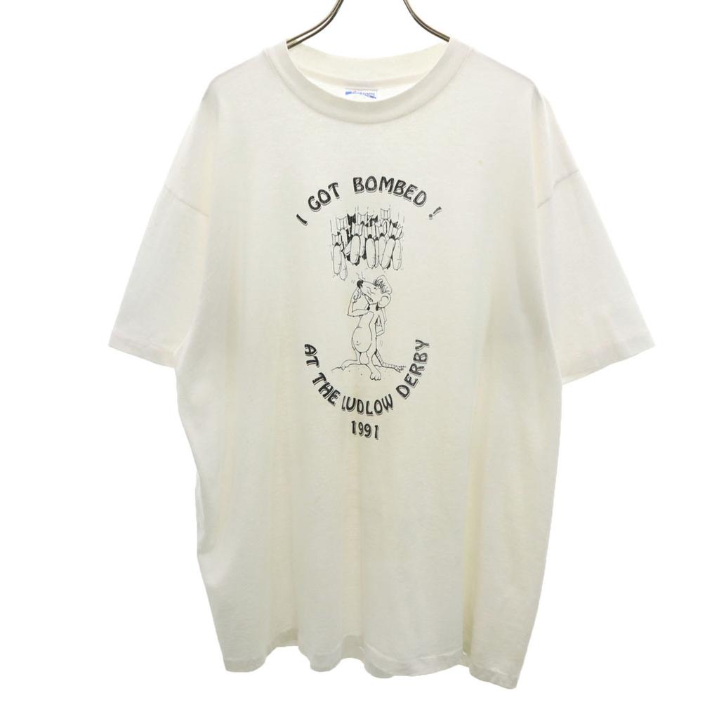 Hanes 90s Made in USA Old Mouse Print Short sleeve T-shirt Single stitch Men's Used
