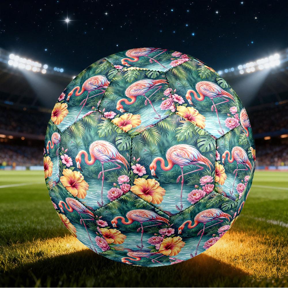 1pc Flamingo Paradise Size 5 Soccer Ball Professional Match Training Football Indoor &Outdoor Sports Ball Training Ball Lightweight Durable Y84