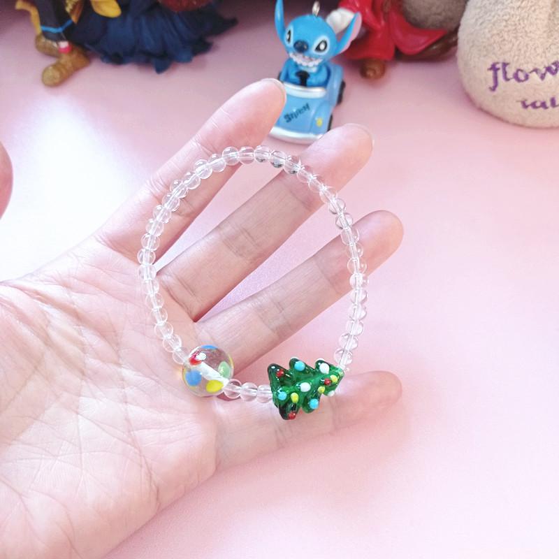 Hand-Painted Christmas Tree Beaded Bracelet - Personalized Gift for Best Friends