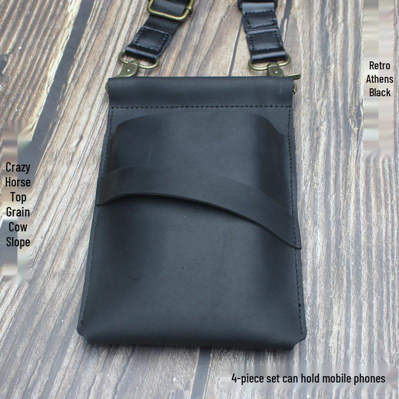 

Винтажная сумка кроссбоди из коровьей кожи для парикмахерских инструментов чёрный