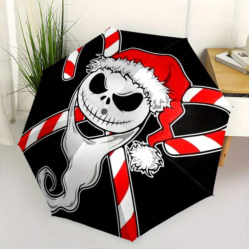 

Santa Skull Themed Automatic Opening and Closing Folding Umbrella, Reinforced 8 Ribs, Compact Travel Design, Fashionable Folding Umbrella, V