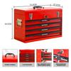 20-Inch Steel Tool Box with Drawers – Tool Storage Box with Metal Latch – Powder-Coated Tool Cabinet (RED)