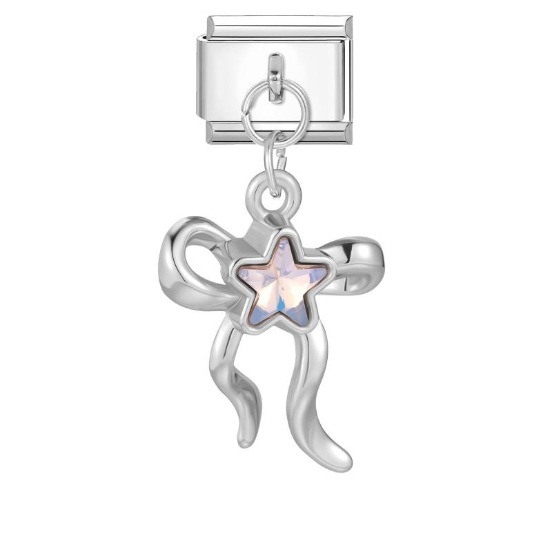 Fashion Crystal Heart Star Flower Moon Tassel Chain Pendant Italian Charm Link Fit 9mm Bracelet Stainless Steel Women DIY Making