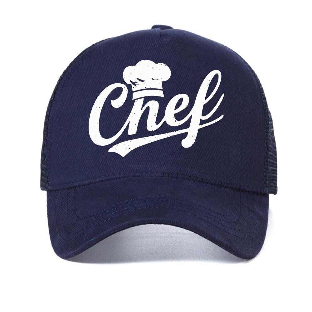 

Chef funny letter print baseball cap fashion casual outdoor mesh adjustable trucker hat summer breathable Snapback hats Adjustable темно-синього кольору
