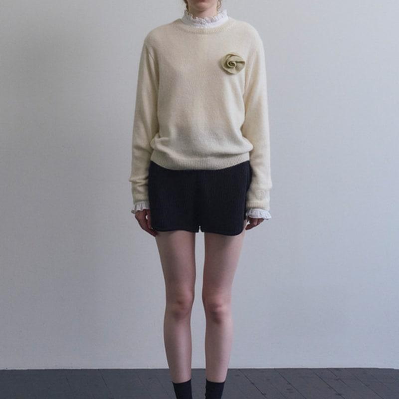 TINKNIT Knit Corsage Brooch_red ,beige