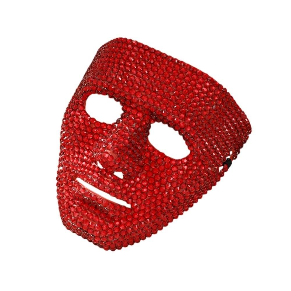 Venetian Masquerade Party Mask Vintage Full Face Mask Rhinestone Mask  Facial Jewelry Accessories красный