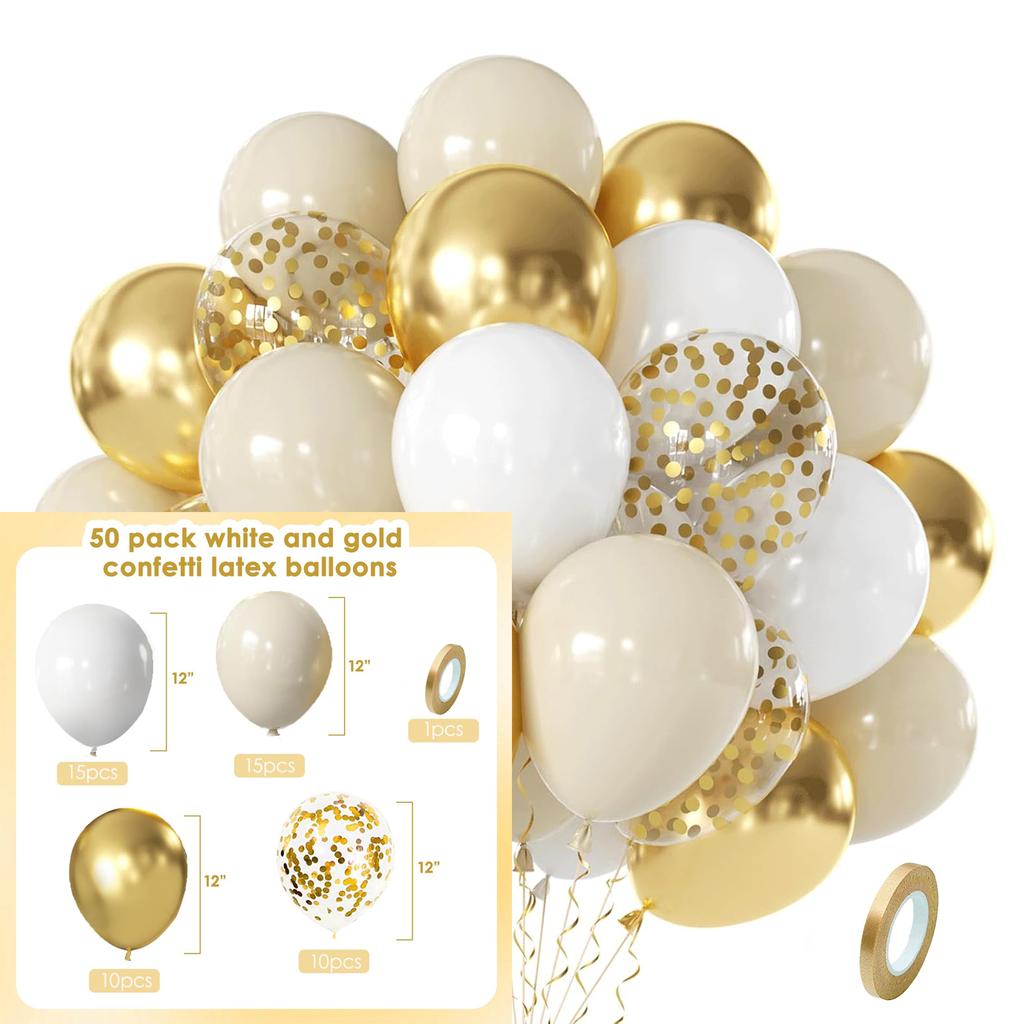 12inch-50pcs Blue Gold Green and Pink Balloon Set, Suitable for Weddings, Birthdays, Popular Parties, Bridal Showers