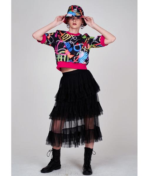 GREEDILOUS Neon Lettering Crop Top