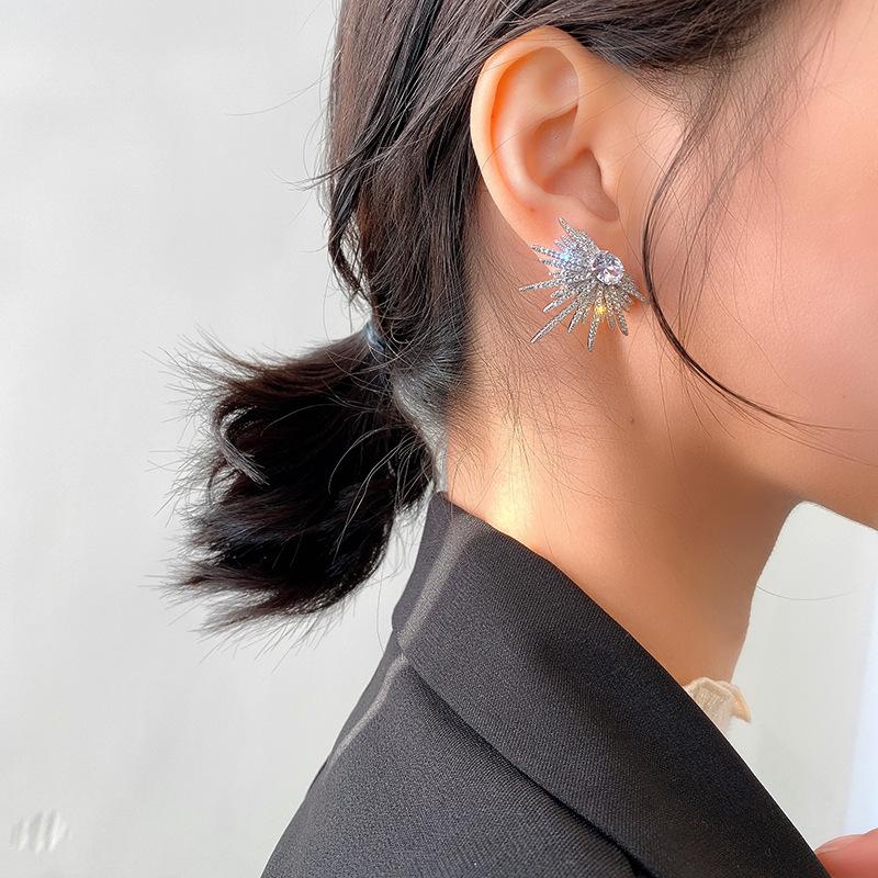 Orecchini Pendenti A Piuma In Argento 925 Con Zirconi Neri - Gioielli A Goccia Per Donna, Regalo Elegante