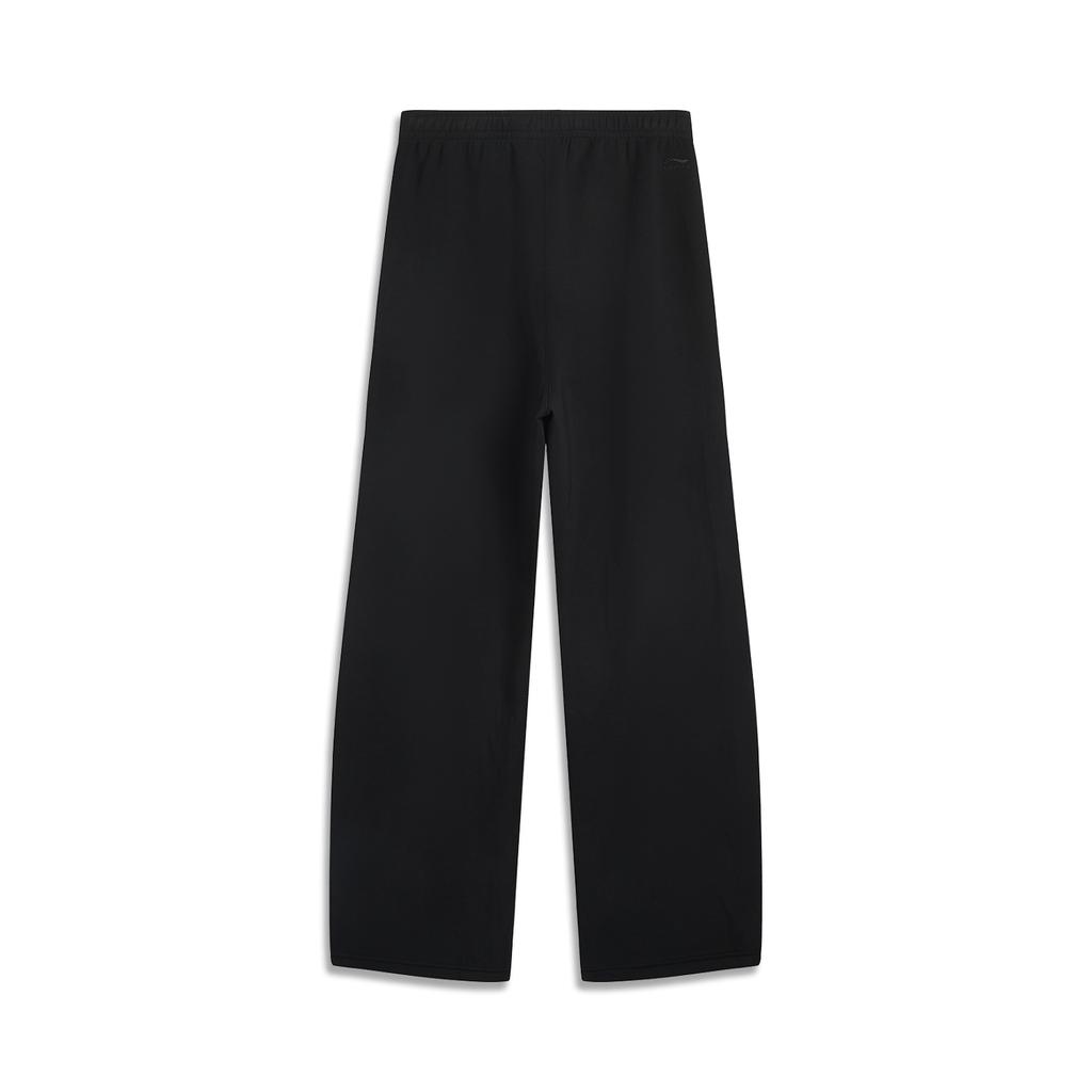 Li-Ning Sports Lifestyle Series Solid Color Mid-Rise Breathable Versatile Straight Leg Casual Pants Women Bottoms Black AKLV198-2