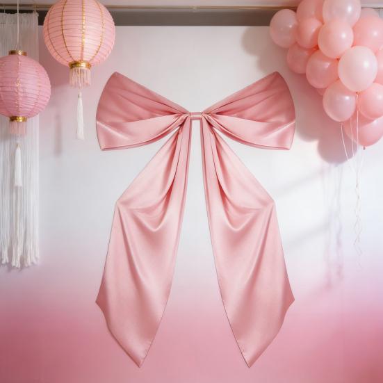 Bow Tie Smooth Satin Oversized Bow Decor Holiday Party Decoration Living Room Bedroom Garden