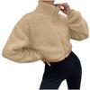 Women's Casual Short-Length Zipper Fleece-Lined Long-Sleeve Jacket