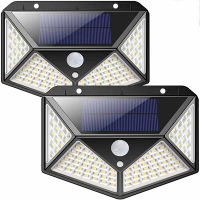 2pcs Outdoor Solar Light 100 LED, with Motion Sensor, Ip65 Waterproof Outdoor, with 3 Modes, for Garden, Fence, Patio