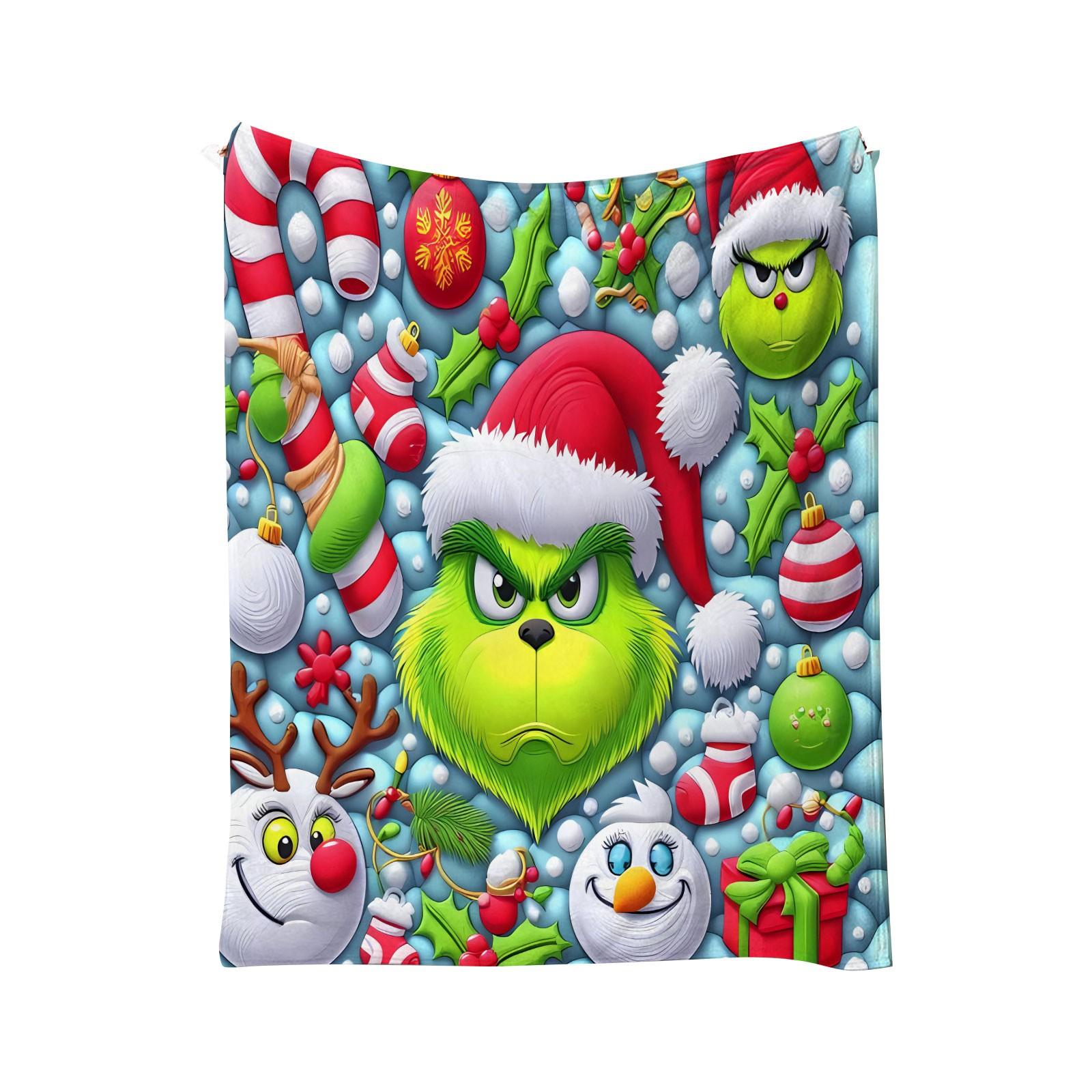 

Одеяло с принтом, рождественское зеленое фланелевое одеяло, кондиционер для обеденного перерыва One Size