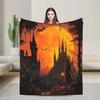 Halloween Skull Castle Blanket - Soft Warm Outdoor Holiday Throw