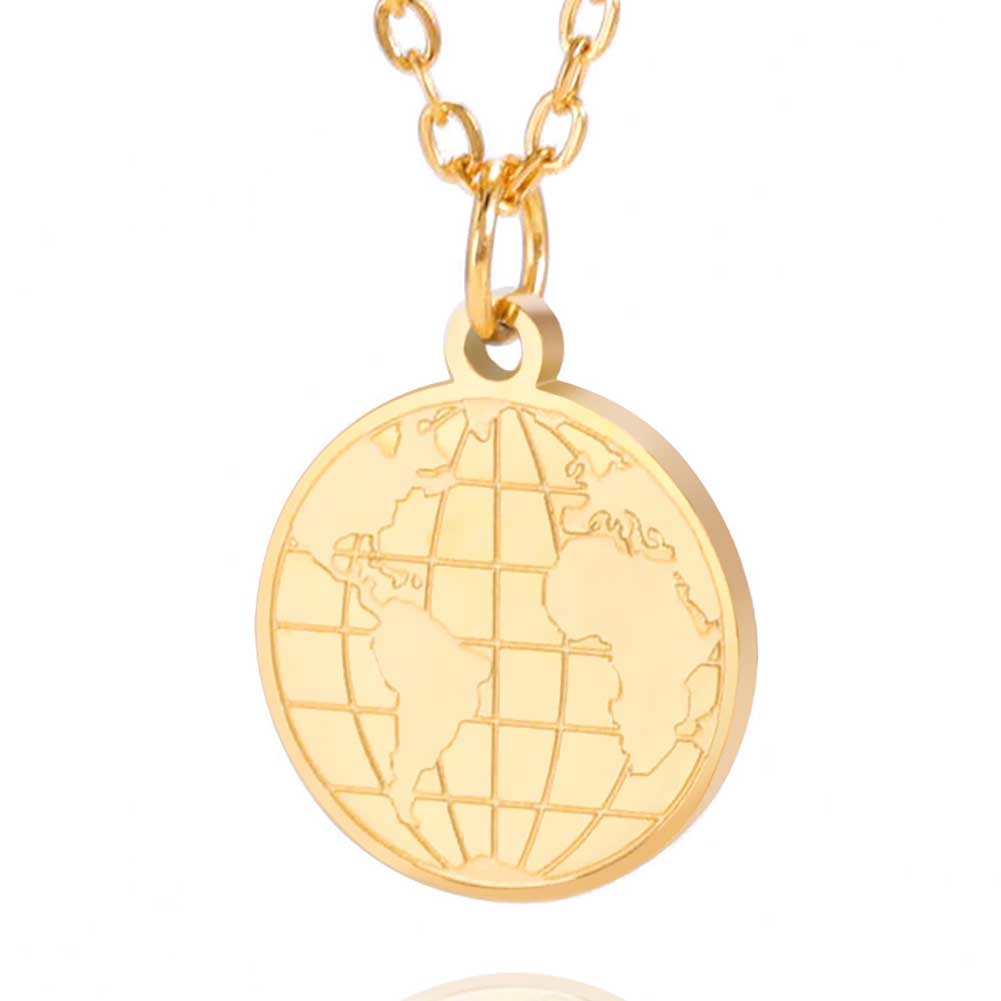 Round Coin Compass Pendant Necklace for Men Women Viking Star Butterfly Stainless Steel Choker Jewelry Hip Hop Accessories Gift
