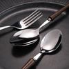 Wood Handle Tableware Set Korean Stainless Steel Cutlery Set Fork Knife Spoon Set High Quality Dinner Set Luxury Tableware Set