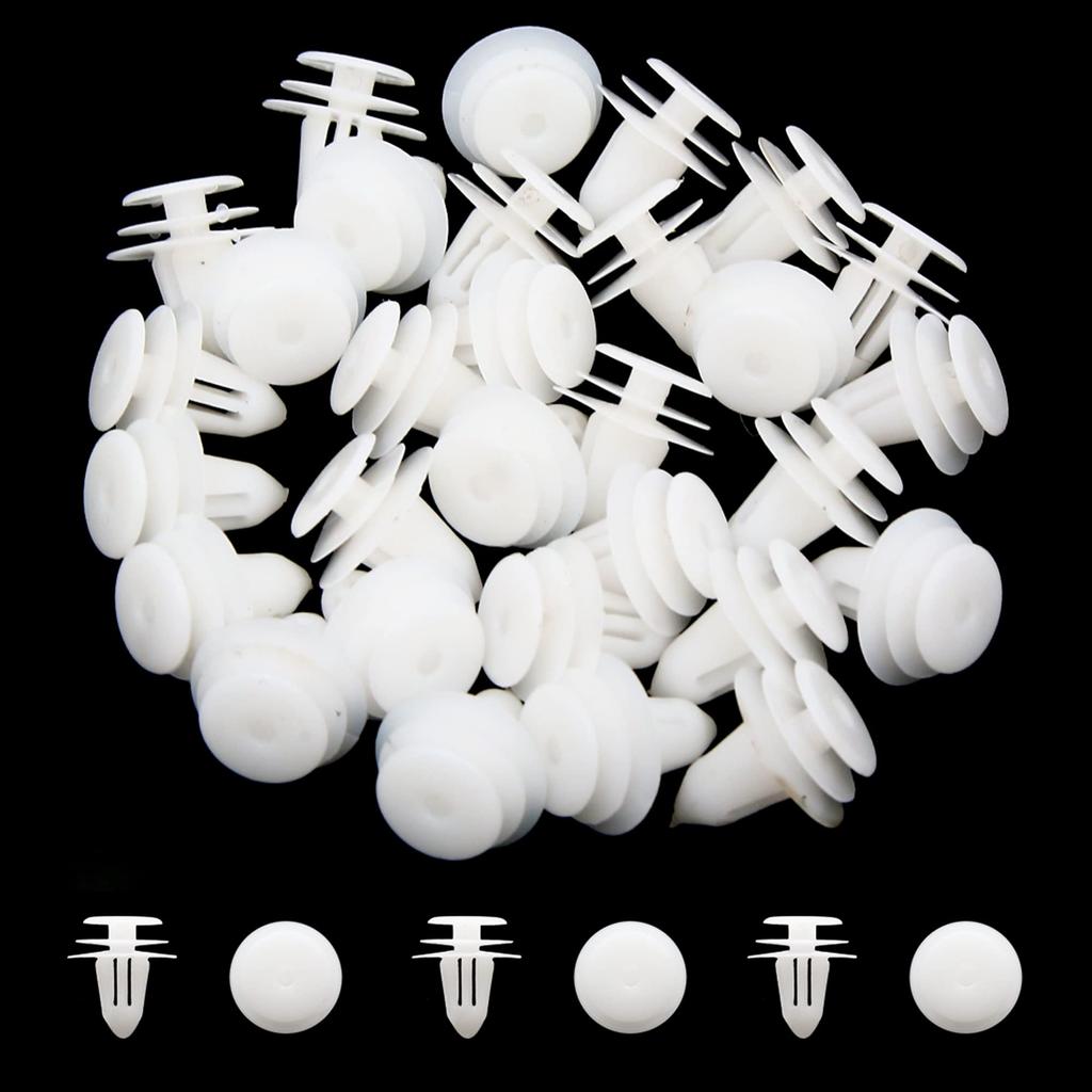 uxcell Rivet White Plastic Rivet Fastener Retainer Push Clip 0.4 inch (9 mm) Hole Diameter 30 Pcs